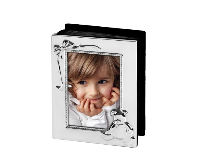 Baby Fotoalbum versilbert mit Bär