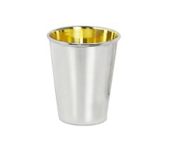 Becher versilbert innen Messing 9,5 cm