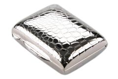 Silber Pillendose mit Krokomuster
