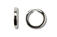 Creolen klappbar mit Steg – 925 Sterling Silber | Rhodiniert & Kantige Form (28 mm)