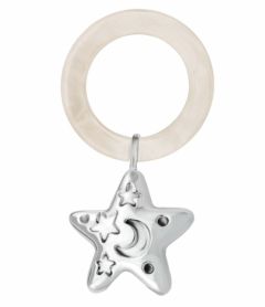 Beißring  Babyrassel Stern aus Sterlingsilber