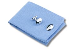 Manschettenknöpfe oval mit Zirkonia – 925 Sterling Silber | Rhodiniert (19 x 14 mm)