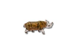 Nashorn aus Sterling-Silber 925/000 mit Emaille groß