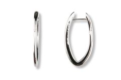 Creolen oval mit Spitze – 925 Sterling Silber | Rhodiniert (30 mm)