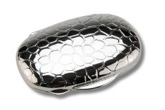 Pillendose oval aus Sterling-Silber mit Krokomuster
