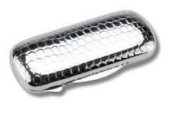 Pillendose oval aus Sterling-Silber mit Krokomuster