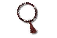 Armband Silberperlen und dunkelroter Granat 925/000
