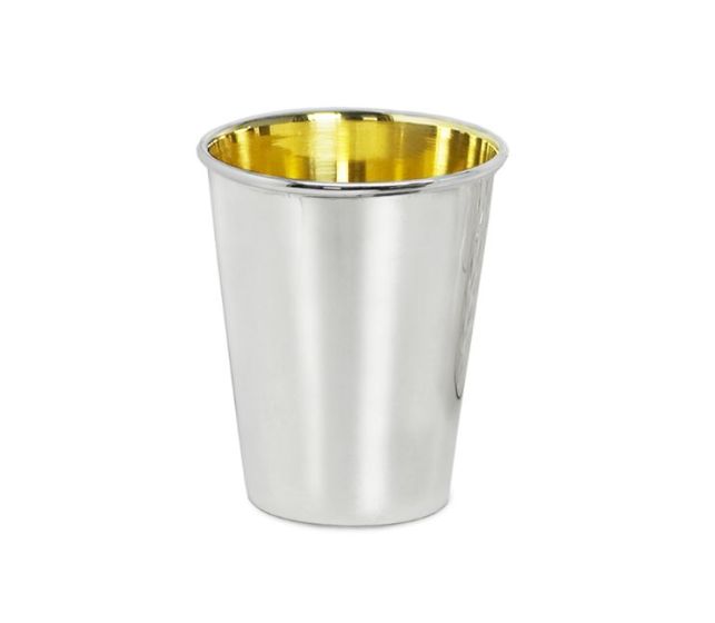 Becher versilbert innen Messing 9,5 cm