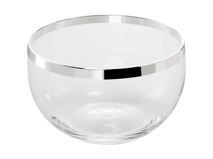 Kristallschale mit Silberrand 22,5 cm