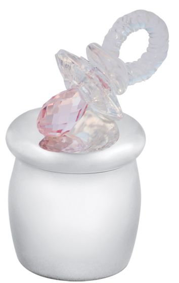 Silber Zahndose Lockendose Schnuller rosa