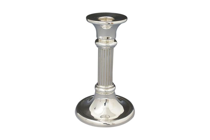 Silber Kerzenleuchter rund Riefen 14cm