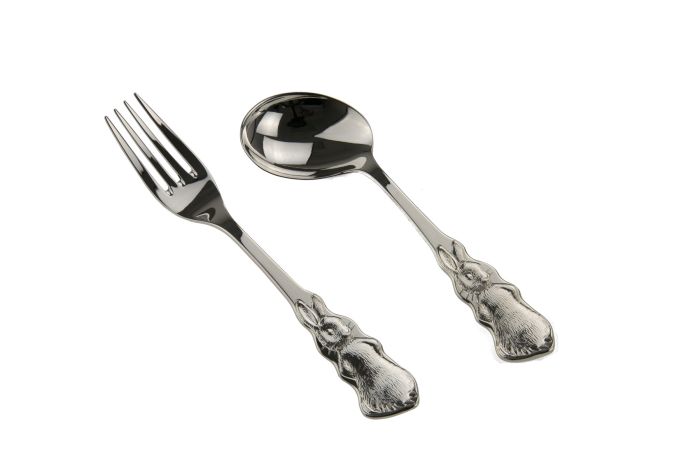 Babybesteck Häschen Set versilbert