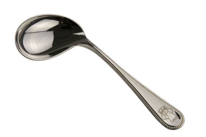Schräglöffel Perlrand Engel versilbert