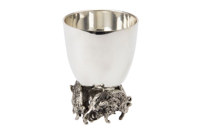 Eierbecher mit Wildschweinen Sterling-Silber