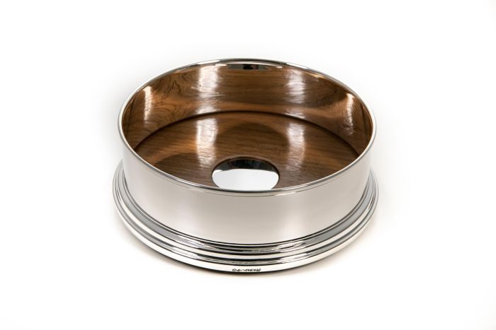 Flaschenuntersetzer aus Sterling-Silber und Holz