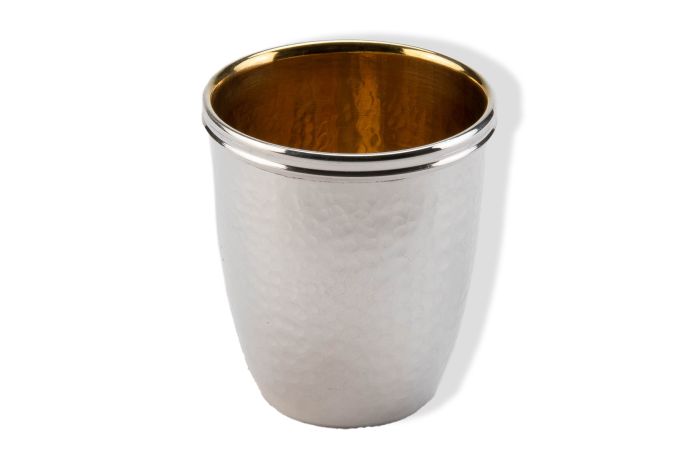 Schnapsbecher Sterling-Silber mit Hammerschlag und Innenvergoldung