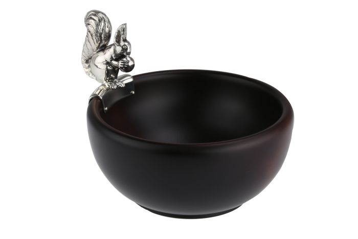 Edelholzschale mit Silber Eichhörnchen