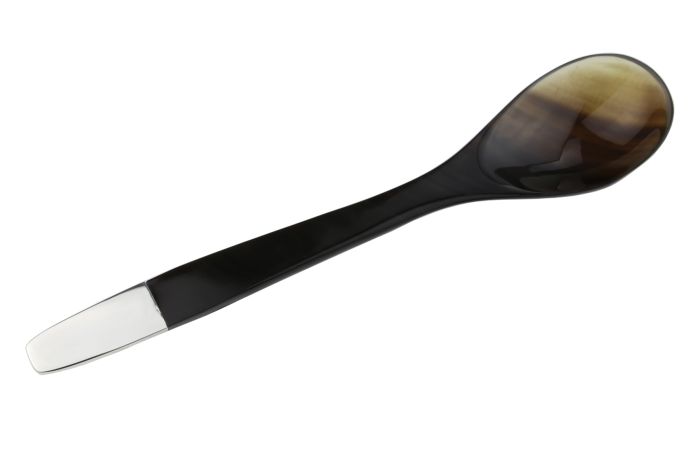Eierlöffel aus Horn und Silber