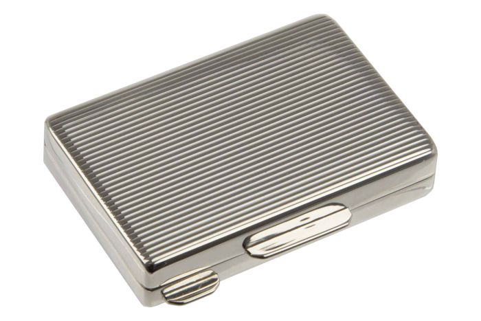 Pillendose Silber Riefen 59 mm x40 mm
