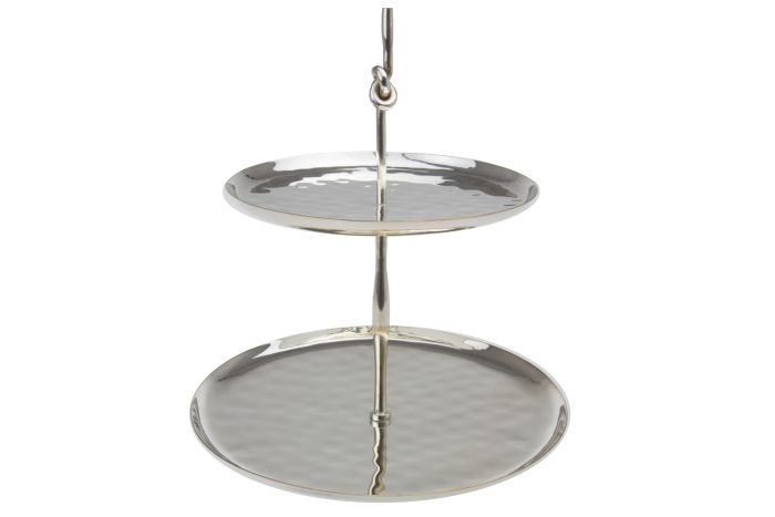 Etagere mit Hammerschlagtellern versilbert