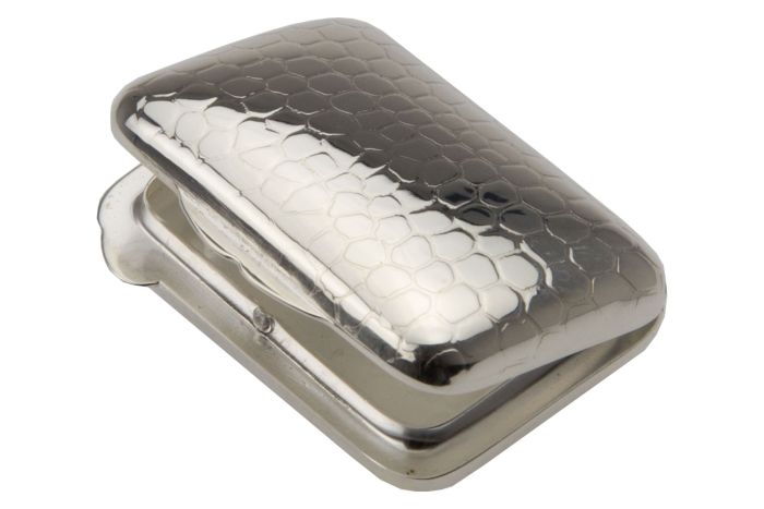 Silber Pillendose mit Krokomuster