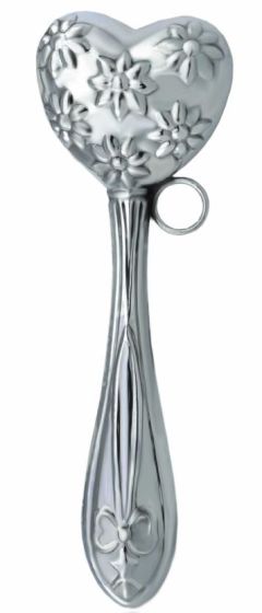 Silber Babyrassel Blumenherz