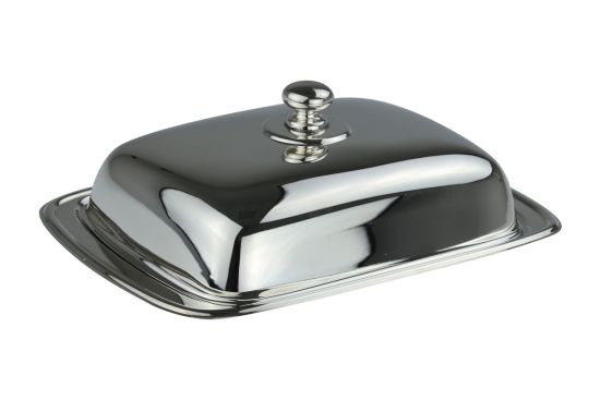 Sterling-Silber Butterdose glatt mit Deckel