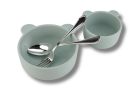 Kinderset versilbertes Besteck und Teddy Teller