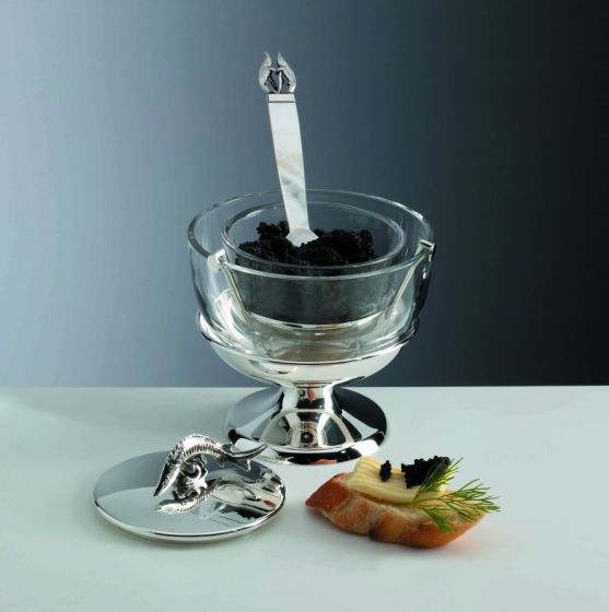 Kaviarschale Kristall und Sterling-Silber 