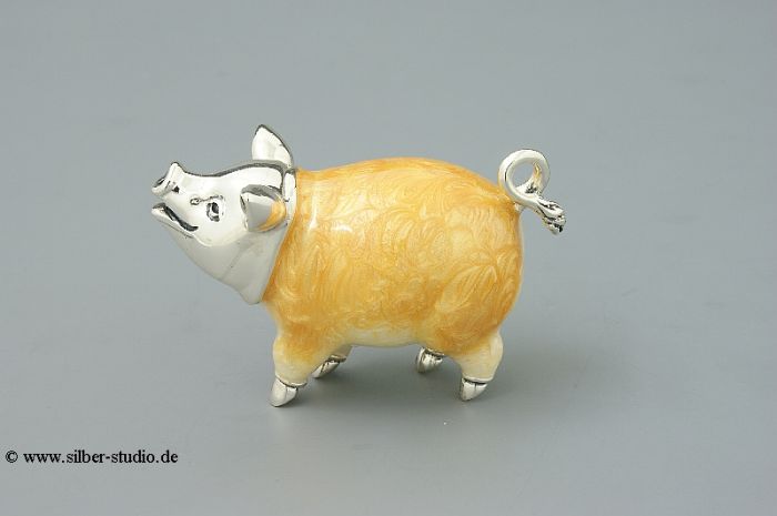 Silber Schwein emailliert