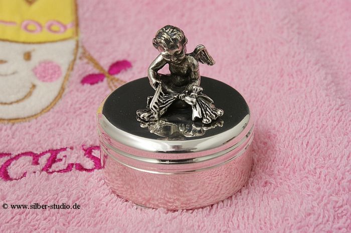 Silber Zahndose Lockendose Engel