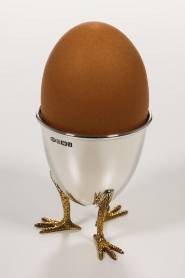 Eierbecher mit Hühnerfüßen Sterling-Silber