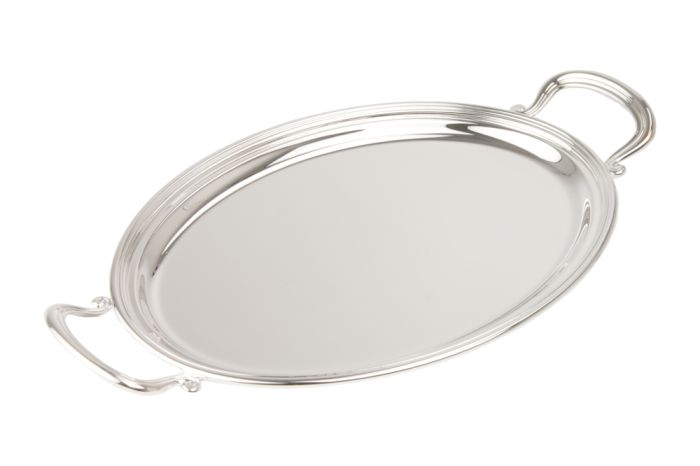 Tablett versilbert oval 24,5 x 18 cm mit Griffen
