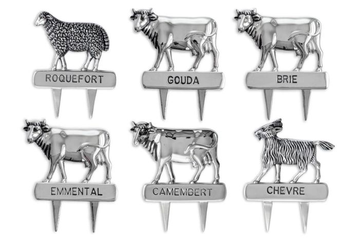 Käsesticker 6er Set versilbert