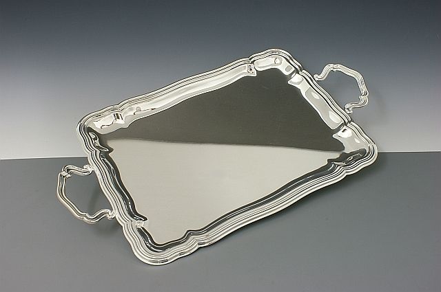 Tablett Barock versilbert rechteckig 41x30 cm