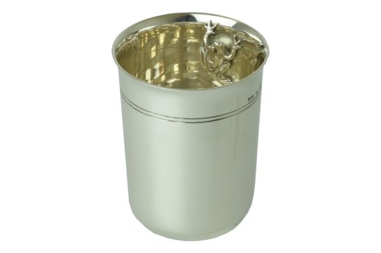 Sterling-Silber Taufbecher Kinderbecher mit Frosch in der Innenseite