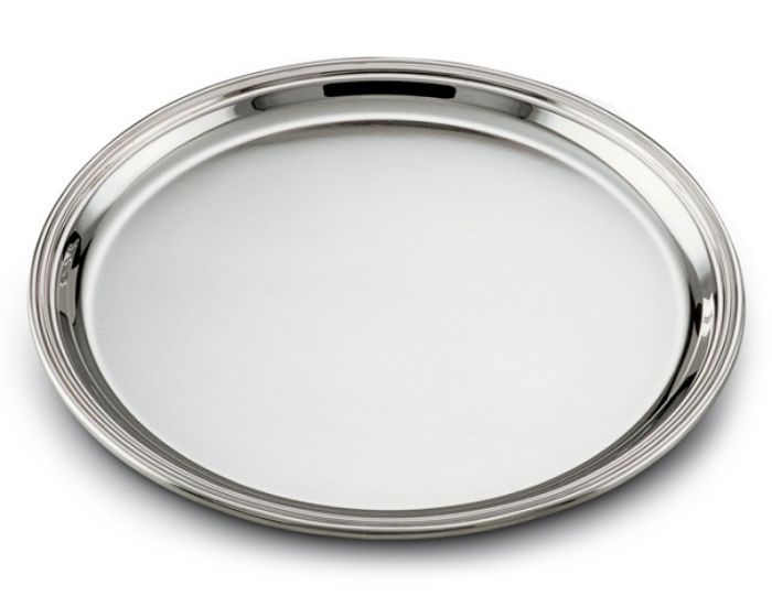 Silbertablett Sterling-Silber rund Fadenrand 27,5 cm