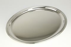 Sterling-Silber Tablett mit Fadenrand oval 31 x 41 cm
