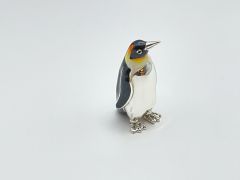 Silber Pinguin winzig emailliert