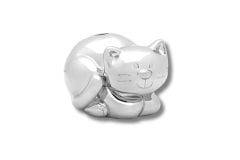 Spardose Katze silberfarben