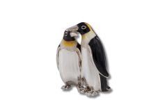 Pinguin-Paar aus Sterlingsilber emailliert